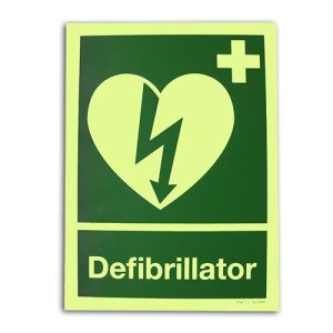 Hinweisschild Defibrillator langnachleuchtend